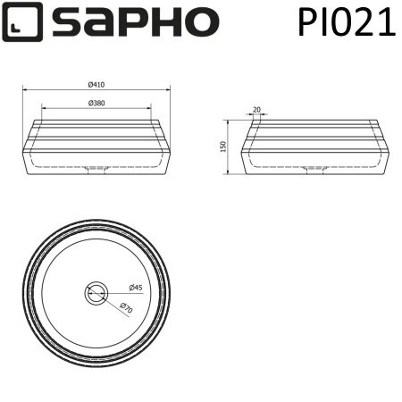 Раковина накладная 41см SAPHO PRIORI PI021 черный