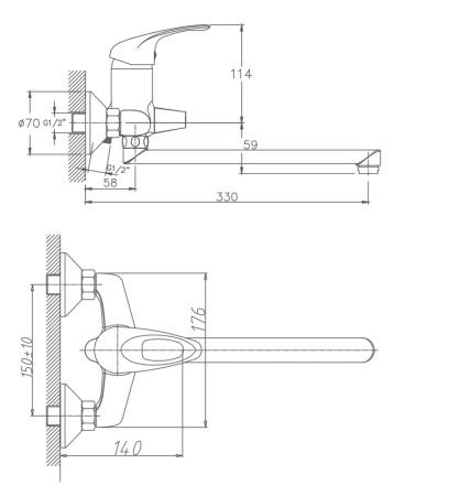 Смеситель для ванны Haiba HB2203, хром
