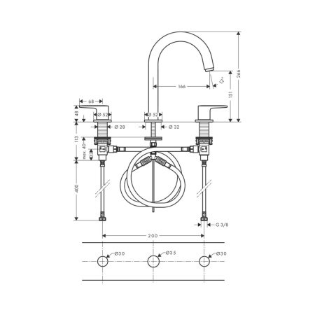 Смеситель для раковины Hansgrohe Vernis Blend 71553670 черный матовый