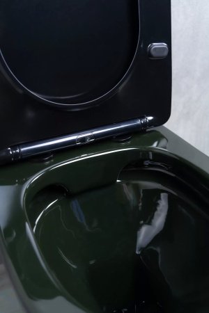 Унитаз напольный безободковый GID Tr2179BL с сиденьем микролифт, черный глянцевый