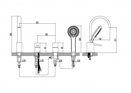 Смеситель для ванны с душем Lemark Atlantiss LM3241C хром