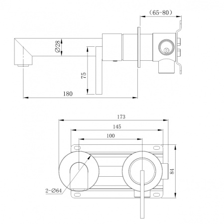 Смеситель ABBER Perfekte 316 AF8A12BGG скрытый монтаж для раковины, оружейная сталь брашированная