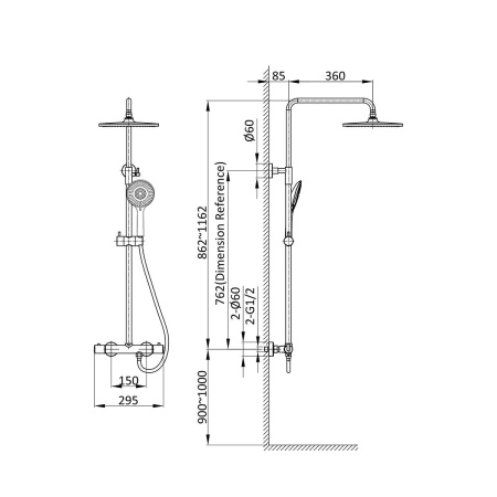Душевая стойка с термостатом Vincea Esse VSFS-1E0TCH хром
