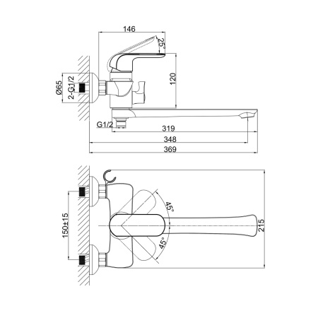Смеситель для ванны D&K Venice DA1023301, хром