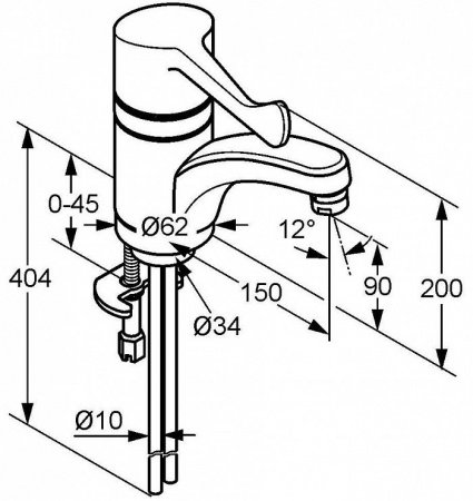 Смеситель для раковины Kludi Medi Care 341130534 хром