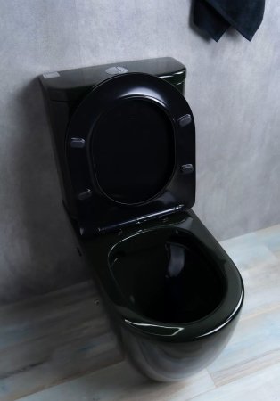 Унитаз напольный безободковый GID Tr2177BL с сиденьем микролифт, черный глянцевый