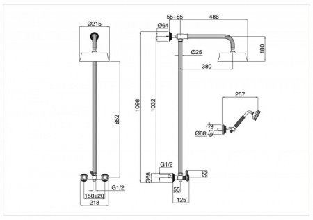 Душевая стойка Cezares OLIMP-CD-03/24-Sw золото