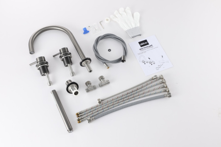 Смеситель ABBER Wasser Kreis 316 AF8113BGG на борт ванны, оружейная сталь брашированная