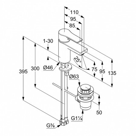 Смеситель для раковины Kludi Zenta SL 482770565 хром