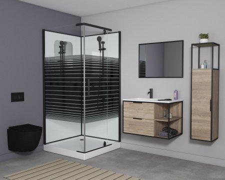 Душевая кабина Grossman GR270QR 100x100x205 профиль черный, стекло прозрачное с узором