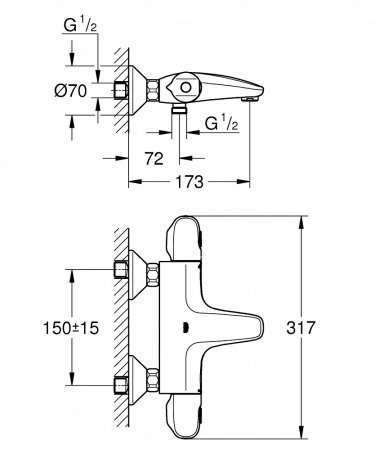 Термостат для ванны Grohe Grohtherm 1000  34155003 хром