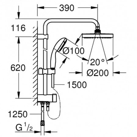 Душевая стойка Grohe New Tempesta Cosmopolitan System 27394002 хром