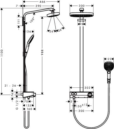 Душевая стойка Hansgrohe Select E 27126000 хром
