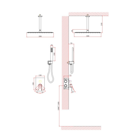 Душевая система встраиваемая D&K Bayern.Liszt DA1515801A19, хром