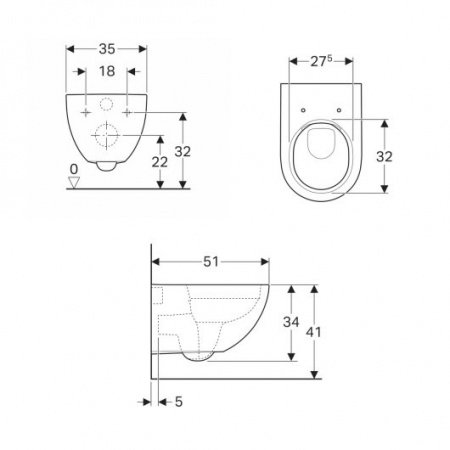 Унитаз подвесной безободковый Geberit Acanto 500.600.01.2 без сиденья