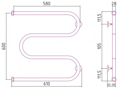 Полотенцесушитель водяной Сунержа М-образный 60х60 золото