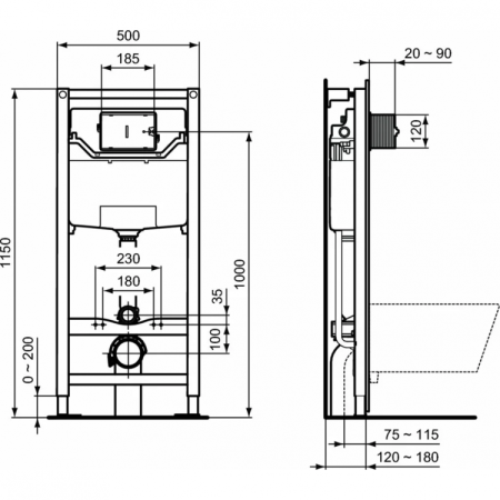 Промо-комплект 3 в 1 Ideal Standard с подвесным унитазом T359601 STRADA II AquaBlade® и инсталляцией PROSYS