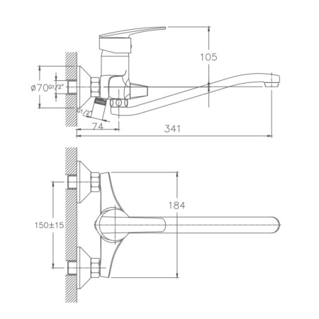 Смеситель для ванны Haiba HB2206, хром