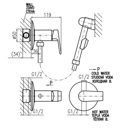Гигиенический душ со смесителем Rav Slezak COLORADO CO147, хром