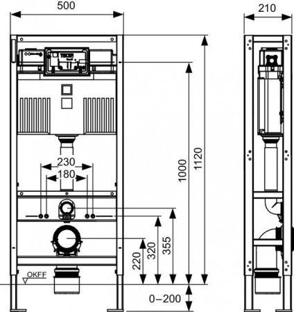 Инсталляция для подвесных унитазов TECE Profil 9500393