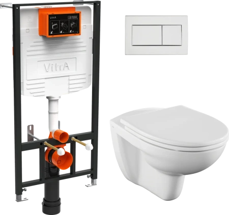 Комплект унитаза с инсталляцией Vitra Normus 9773B003-7206 с сиденьем микролифт и кнопкой смыва хром