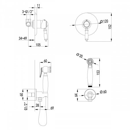 Смеситель для биде Lemark Villa LM4819B бронза