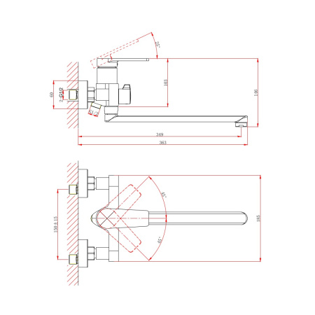 Смеситель на борт ванны D&K Bayern.Fürth DA1523301, хром