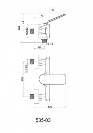 Смеситель для душа Cersanit ODRA 63052 хром