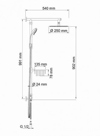 Душевая стойка WasserKRAFT A038 хром матовый