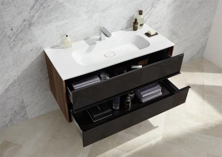 Тумба с раковиной Vitra Metropole 80 подвесная Сливовое дерево Черный