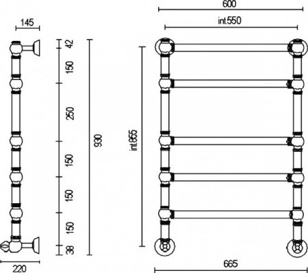 Полотенцесушитель водяной Margaroli Armonia 9-446-5 94645505CRN 855х600 хром