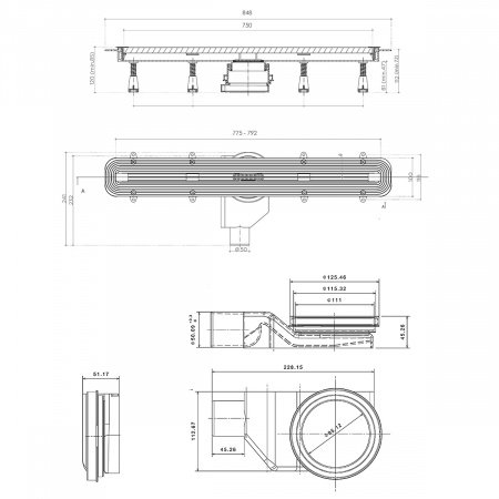Душевой лоток Pestan Confluo Premium Slim Line 750