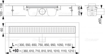 Душевой лоток AlcaPlast APZ1-1150 с опорами