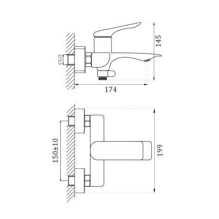 Смеситель для ванны Haiba HB60816-7, черный