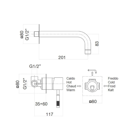 Смеситель для раковины Webert Rimini RI830605740, белый