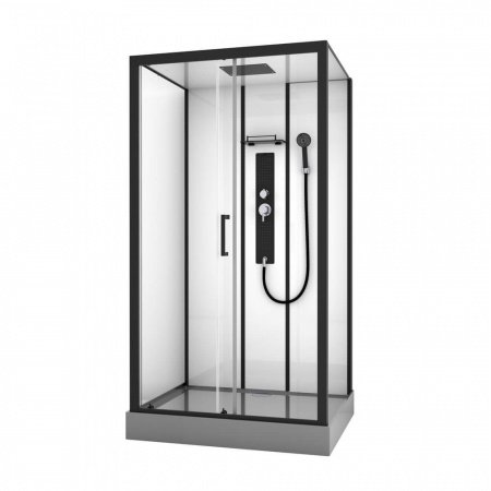 Душевая кабина Black&White G8008 115x90x215 профиль черный матовый, стекло прозрачное