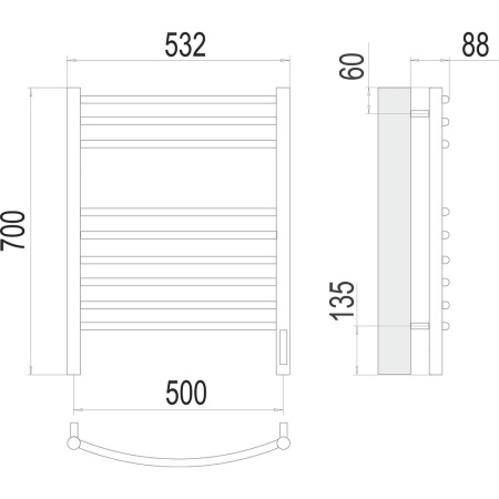 Полотенцесушитель электрический Terminus Классик П9 50х70