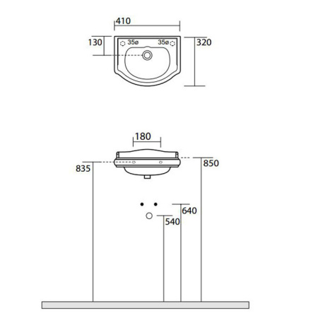 Раковина подвесная 41см Kerasan Retro 103301*0 белый