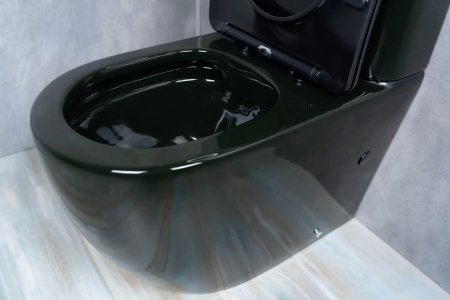 Унитаз напольный безободковый GID Tr2177BL с сиденьем микролифт, черный глянцевый