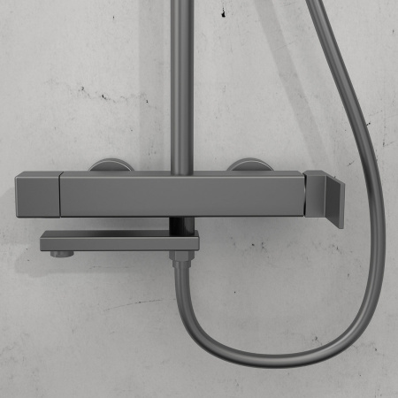 Душевая стойка со смесителем Vincea Cube VSFS-1C1GM вороненая сталь