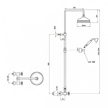 Душевая стойка Webert Ottocento OT760405010 золото