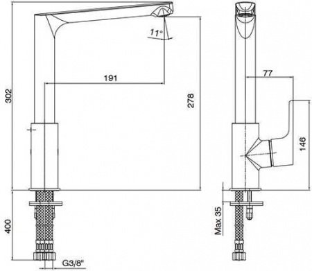 Смеситель для кухни E.C.A Luna 102118043EX хром