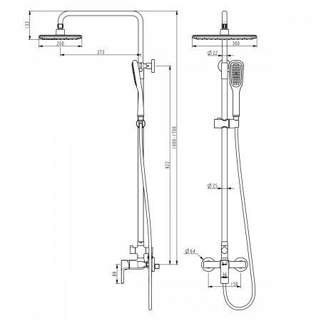 Душевая стойка Lemark Ursus LM7260BL черный