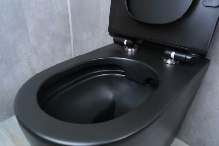 Унитаз приставной безободковый GID TRS-269BM с сиденьем микролифт, черный матовый