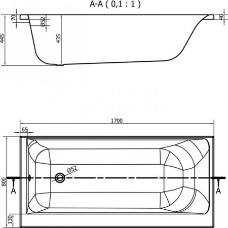 Ванна прямоугольная Cersanit SMART 170x80 правая