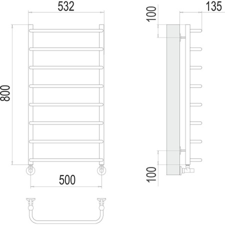 Полотенцесушитель водяной Terminus Стандарт П8 50х80