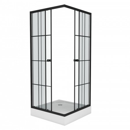 Душевой угол Niagara NG-0180-14 80x80x195 профиль черный, стекло с узором