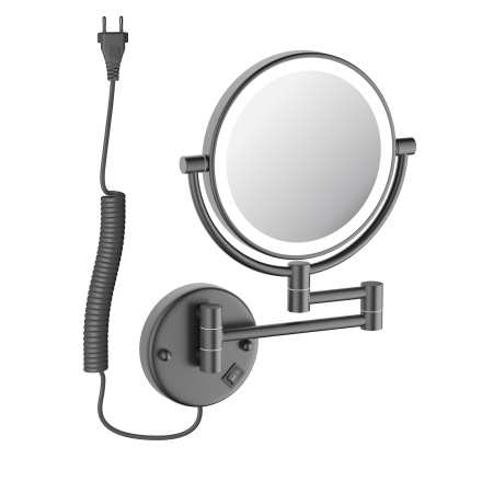 Косметическое зеркало с 5-ти кратным увеличением и подсветкой Timo Saona 13376/18 черное золото