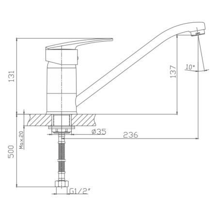 Смеситель для кухни Haiba HB4906, хром