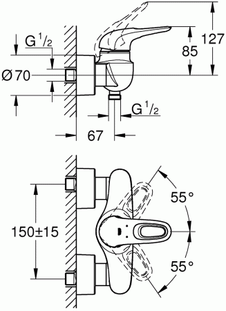 Смеситель для душа Grohe Eurostyle 33590003 хром